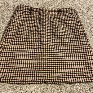 LOFT Houndstooth Mini Skirt - Brown and Cream